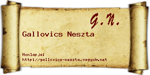 Gallovics Neszta névjegykártya